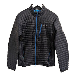 Eddie Bauer First Ascent Jacket Puffer Mens Small Blue Goose Down Micro Light